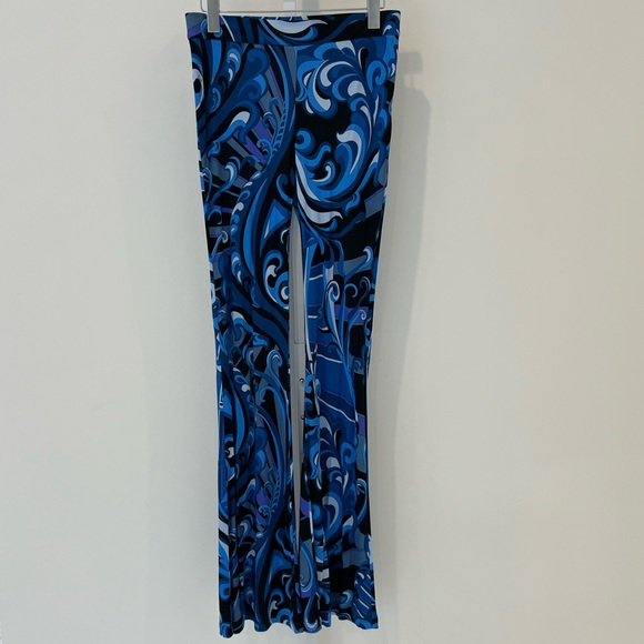 EMILIO PUCCI BLACK BLUE MULTI VISCOSE SILK PRINT PANTS 36RT62 SIZE IT 42 / US 8 - Picture 6 of 15